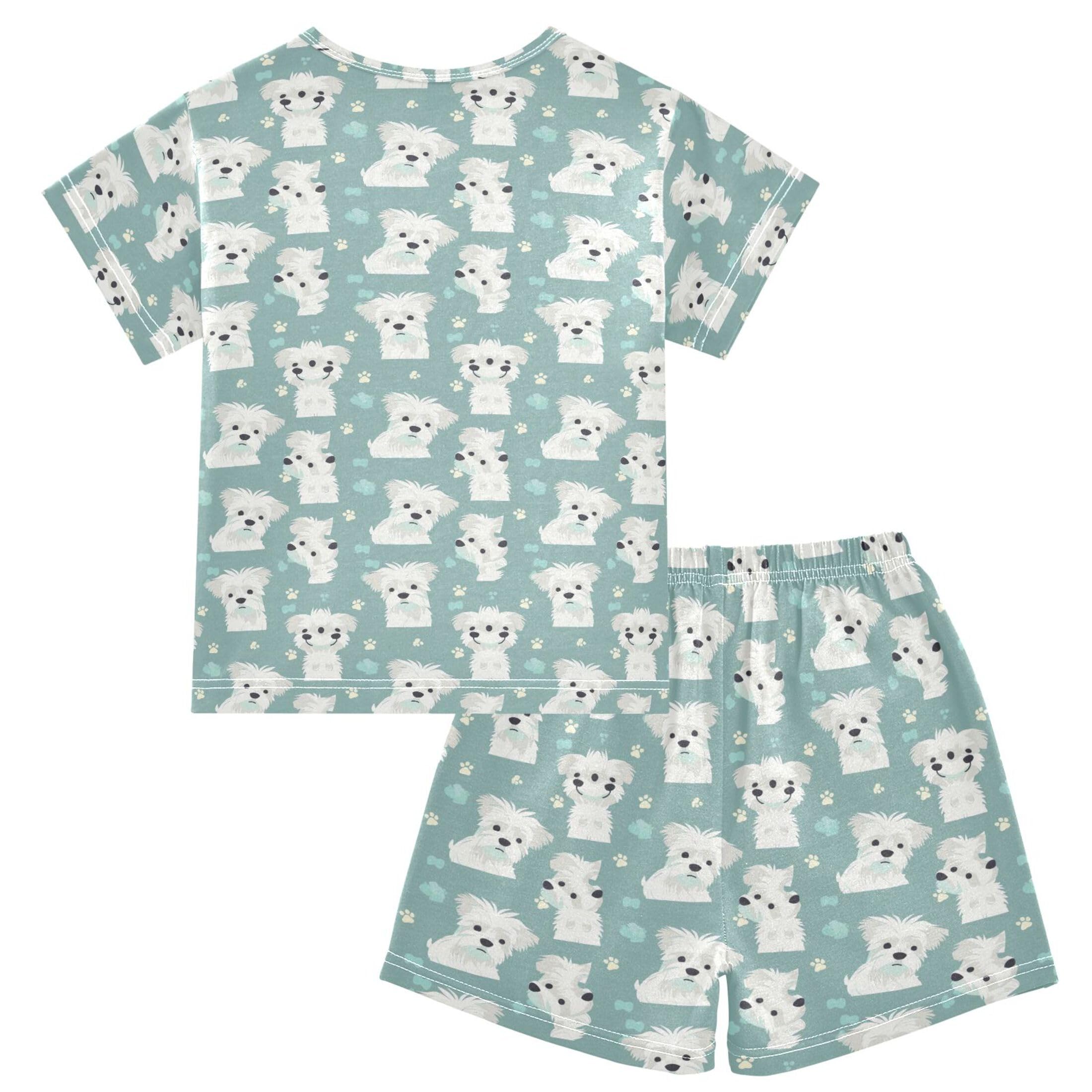 UMIRIKO Cute Dog Puppy Pug Animal Summer Short Sleeve Pajamas Sleepwear PJ Set B0403389