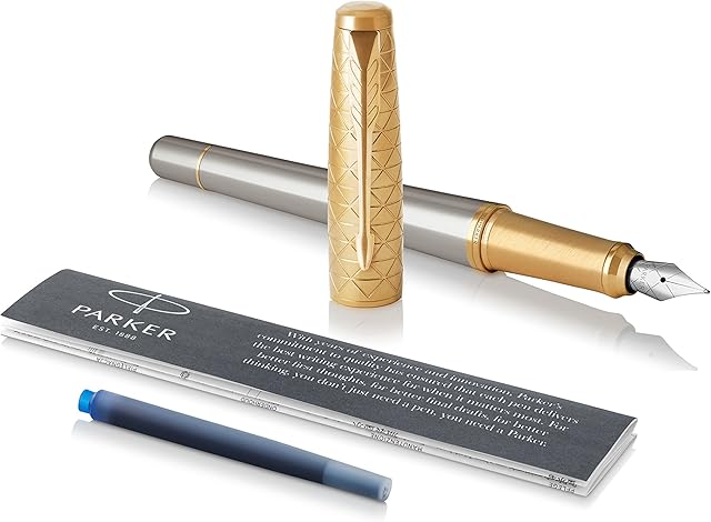 Parker Urban Fountain Pen, Premium Aureate Powder with Medium Nib and Blue Ink, 1931572