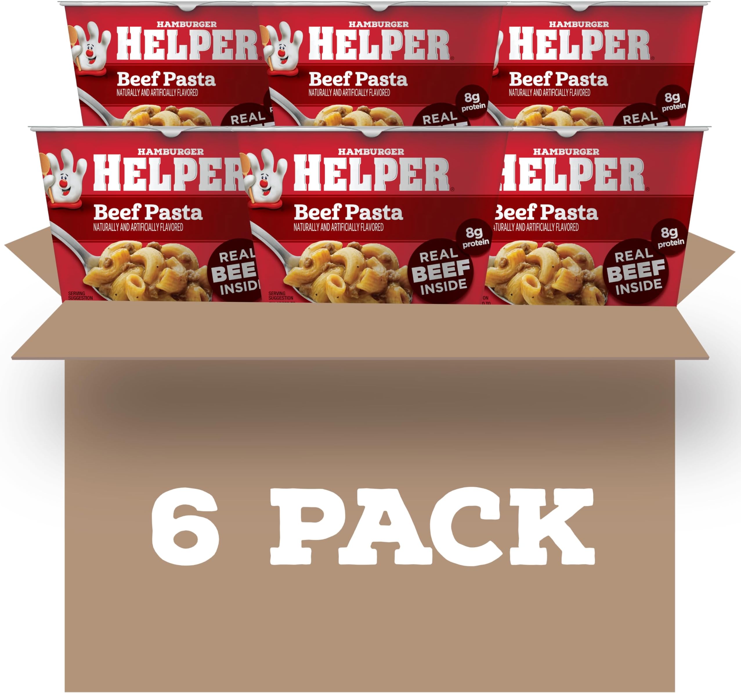 Hamburger Helper Beef Pasta Microwave Cup (2 oz - 6 Pack) No Artificial Flavors, Ready in 4 Minutes, Quick Meals for Midweek Dinners, Busy Evenings & Families On-the-Go