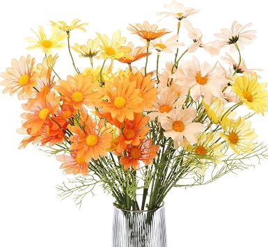 12 Bundles Artificial Daisy Flowers with Stems for Vase,Fresh