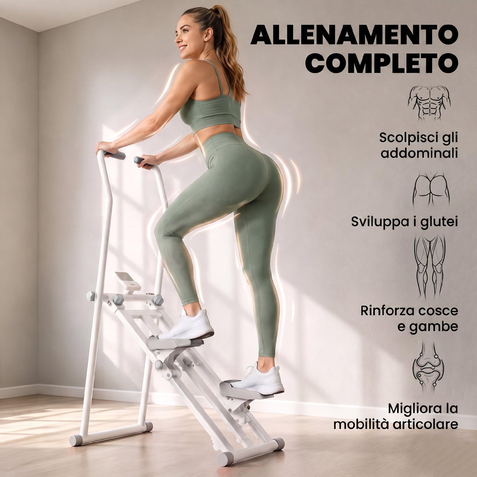 SPORTNOW Stair Stepper Verticale Vertical Climber Display LCD 150 kg Bianco