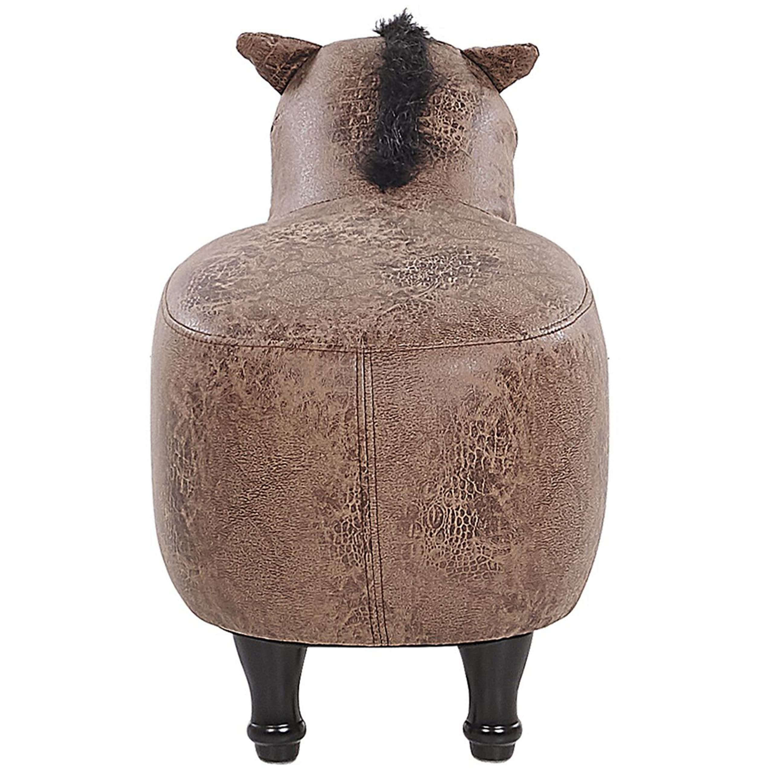 Beliani Hocker für Kinder in Pferdeform braun Lederoptik Horse