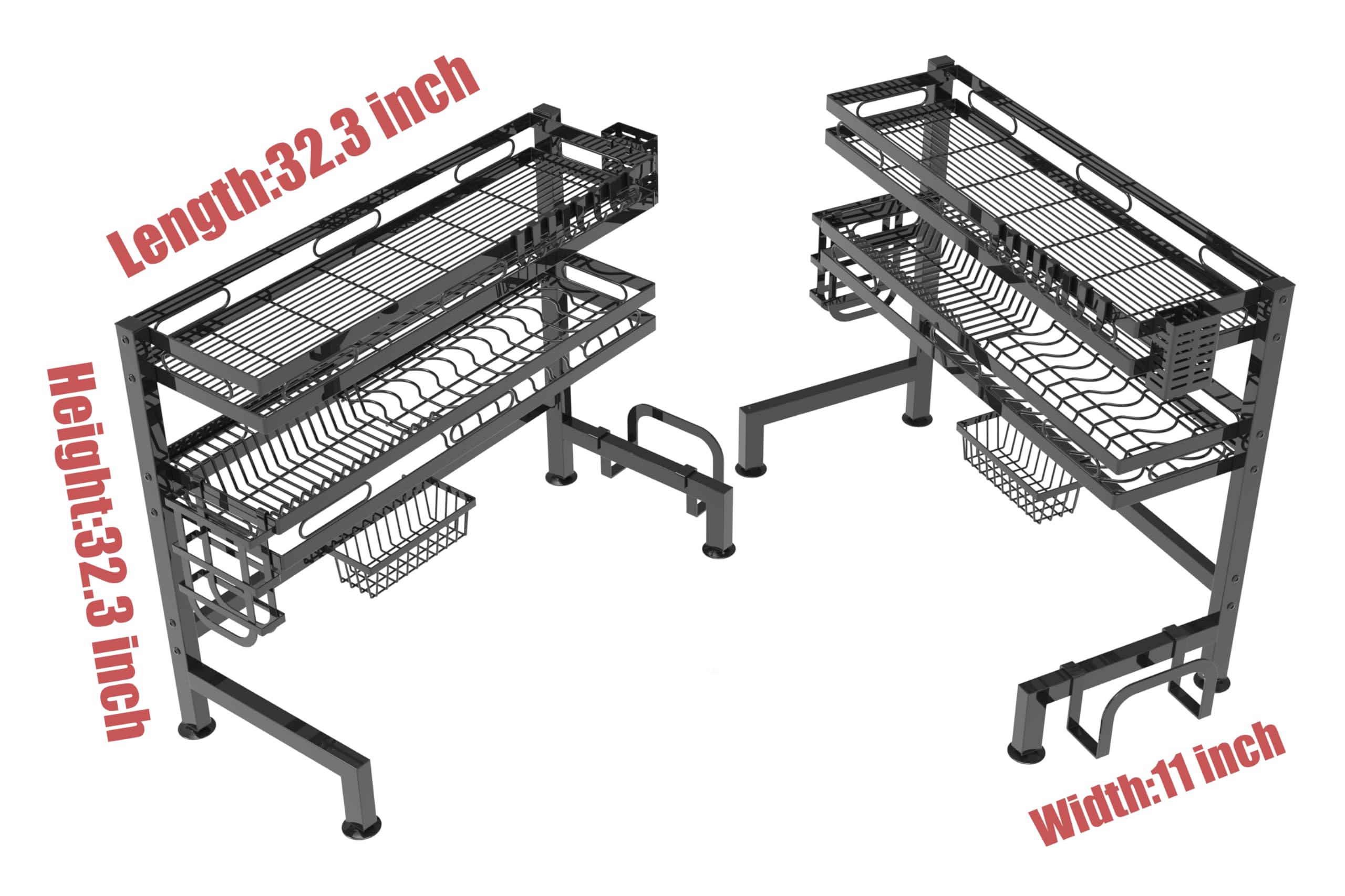 3-stöckiges Abtropfgestell für die Spüle, Edelstahl, Küchenutensilien-Organisation, Platzsparend, 83,8 x 83,8 x 27,9 cm
