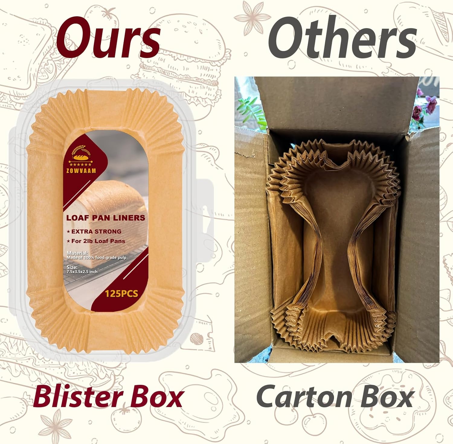 Loaf Pan Liners, 2lb Loaf Pan Parchment Liners for Baking Bread 9x5, 125 Pcs Non-Stick Disposable Bread Pan Liners, Loaf Bread Liners for Baking - Image 4