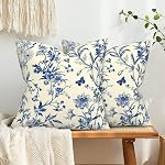 2 Pack Throw Pillow Covers Soft Touch Plush 18x18 Abstract Artwork Cushion Covers Decorative Modern Gallery Style Pillow Cases for Sofa Couch Home Decor Decorations(Blue Gray White)