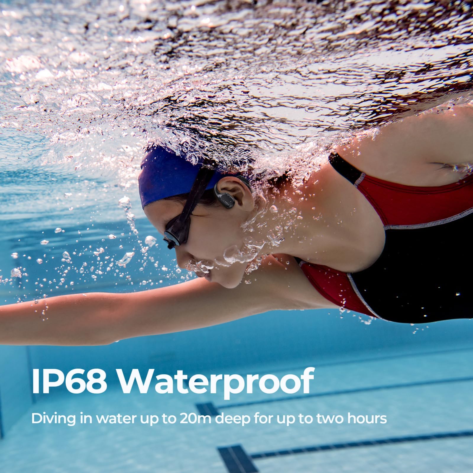 Hyyeosd Bone Conduction Headphones, Bluetooth Earbuds Waterproof Swimming Headphones Wireless Open-Ear Headphones Built-in 16GB Ultra Light Headset for Swimming Running Sports Driving Fitness