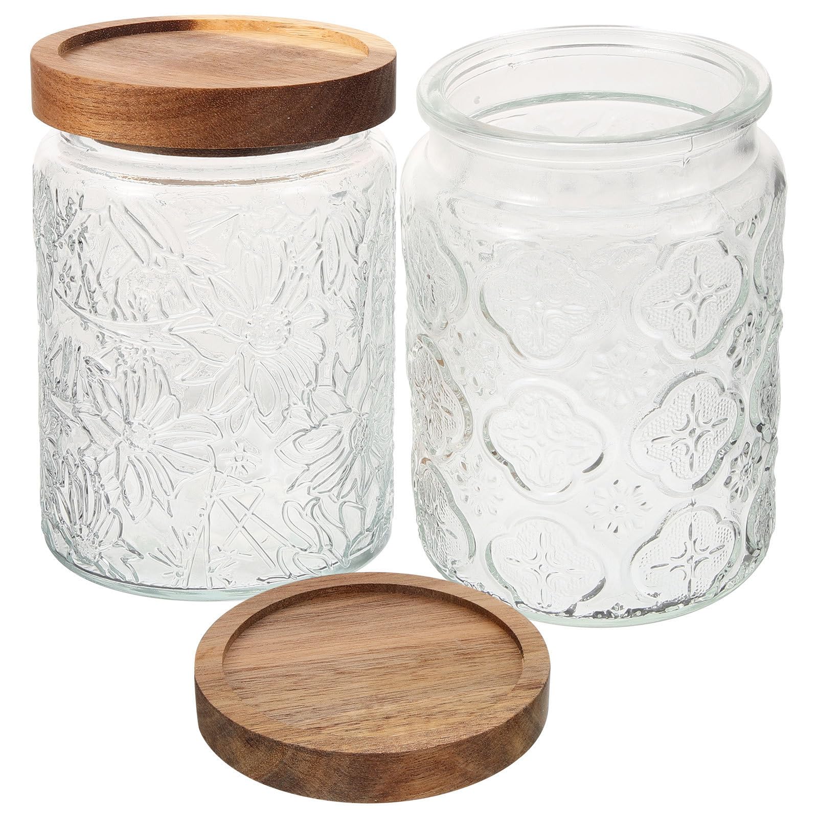 UKCOCO 2 Piezas Tarro de Cristal con Tapa de Madera 700ml Hermético