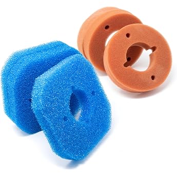 Filter sponge set for Oase FiltoClear 6000 pack of 6 replacement sponges 3 x blue coarse 3 x red fine perfect fit 22 x 22 x 4.3 cm for crystal clear pond water high filter performance
