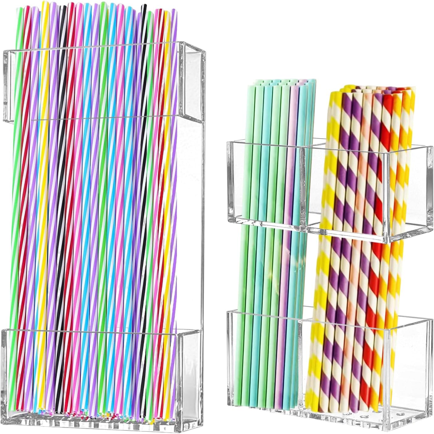 2-Pack Acrylic Straw Holder Organizer for Cabinet Door, Clear Storage Cases