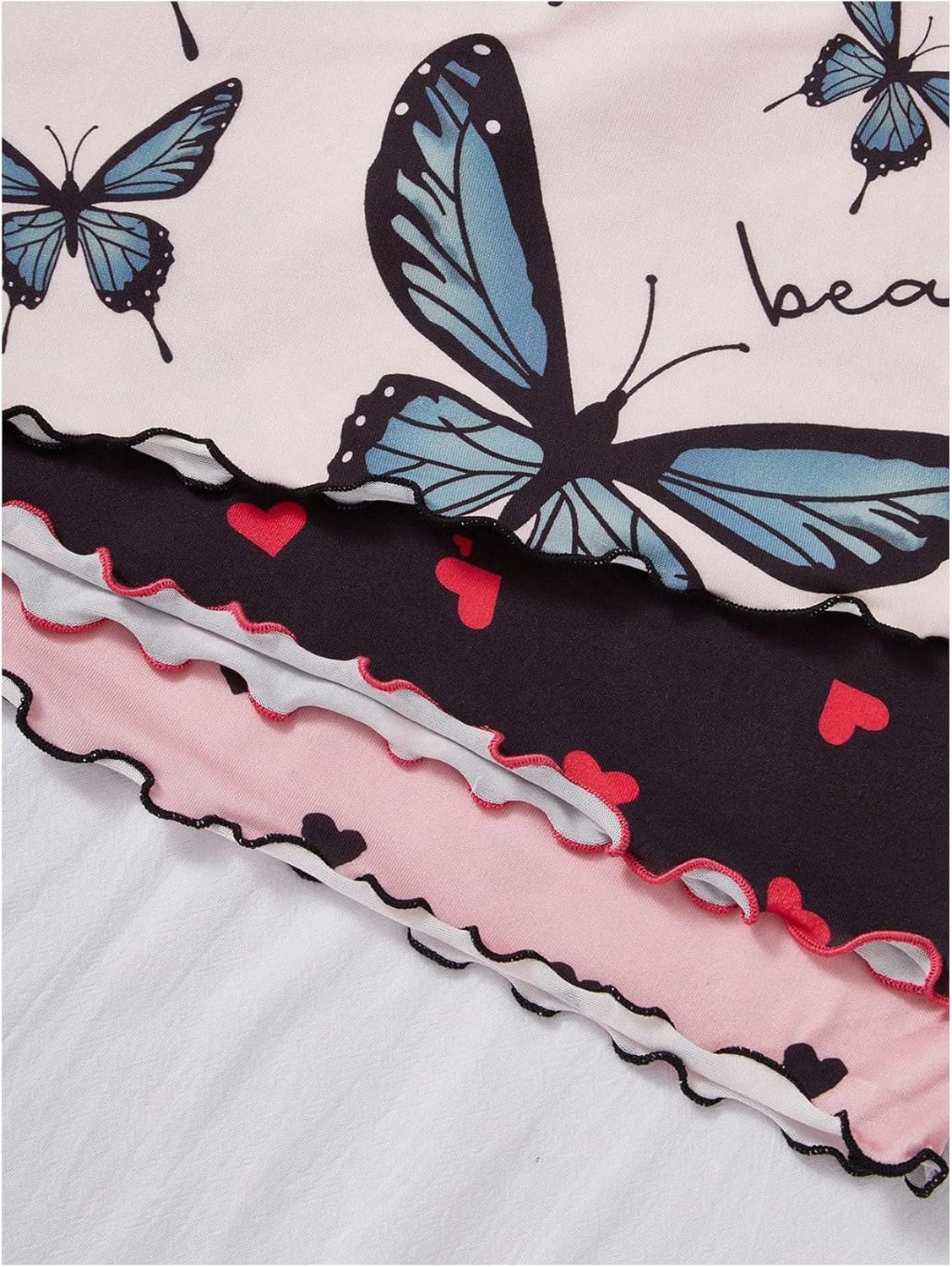 Milumia Women's 3 Pack Heart Print Nightgowns Spaghetti Strap Lettuce Trim Mini Night Dress Sleepwear - Image 4