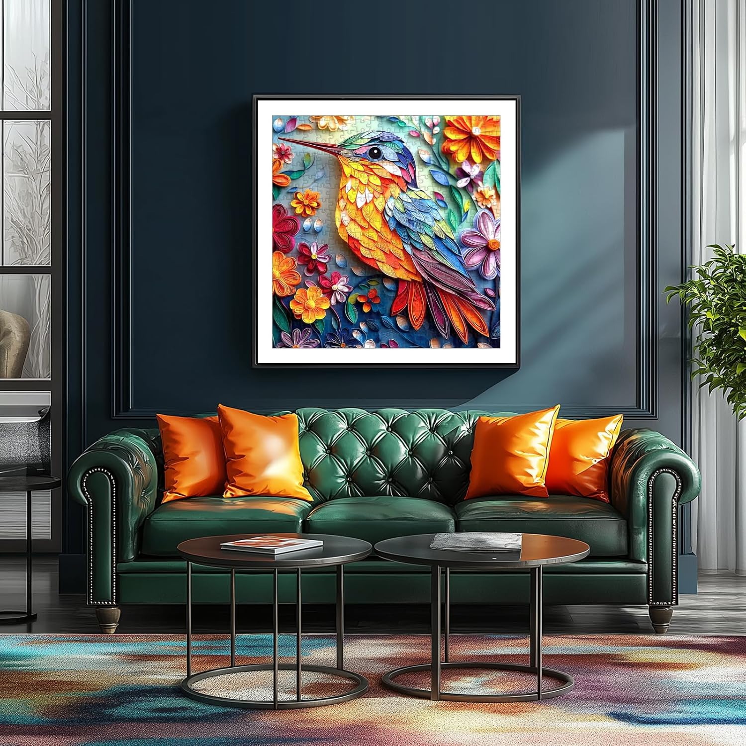 500 Piece Hummingbird Jigsaw Puzzles for Adults, Paper Flower Art Bird Puzzles Challenging for Family Fun Party Game Gifts Decoration (20 x 20 Inch)