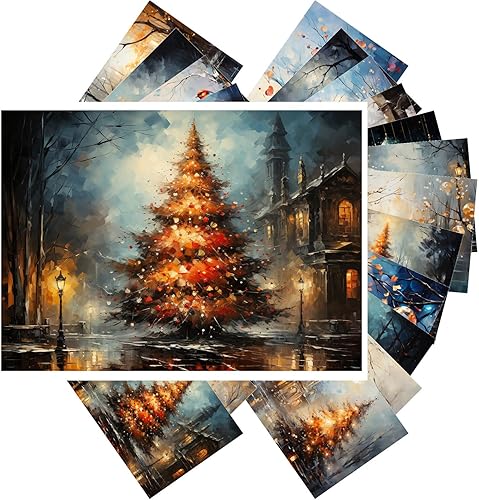 Miniatura 5 de PIXILUV Postales vintage (24 piezas de 4 x 6 pulgadas cada una) Familias que viajan para estar juntos en Navidad, postales de Navidad vintage, Rojo