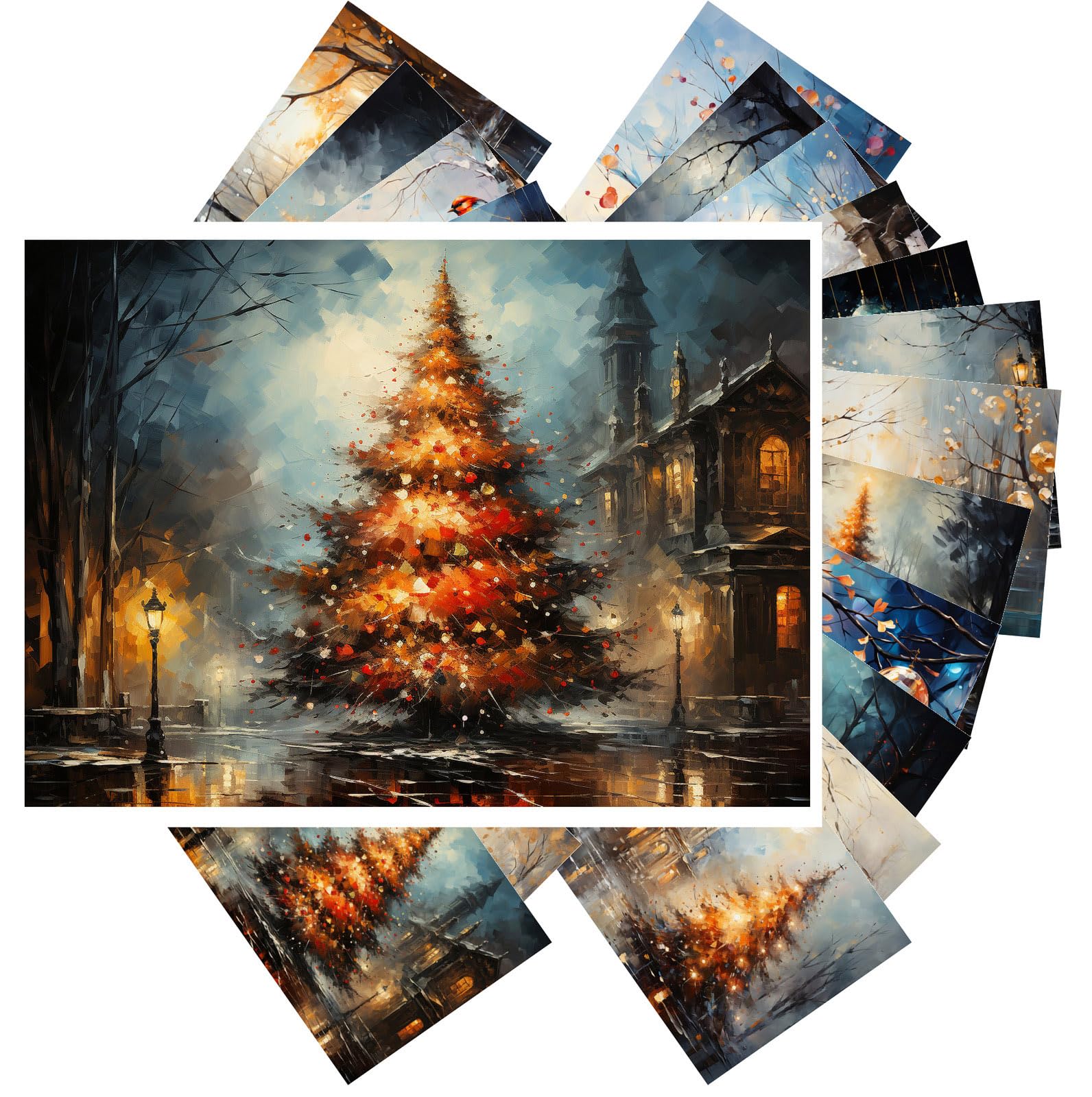 PIXILUV Vintage Postcards (24 pcs 4"x6" each) Bright Colourful Lights and Christmas Baubles on Trees Vintage Postcards Retro Greeting Card Book
