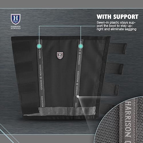 Vista 31 de Harrison Howard Botas de caballo sueltas con protección UV, leggings de malla fina duraderos con tiras reflectantes (juego de 4)