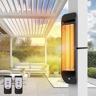 ZeboZap Infrared Electric Patio Heater with Strap to Post | Wall Mounted Gazebo Outdoor Heater, Space Heaters for Indoor 1500W Remote Control