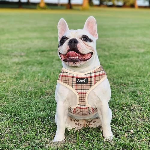 Miniatura 283 de Pupteck - Arnés para perro, chaleco de malla suave con relleno cómodo para cachorros, perros y gatos, evita los tirones, color negro y blanco