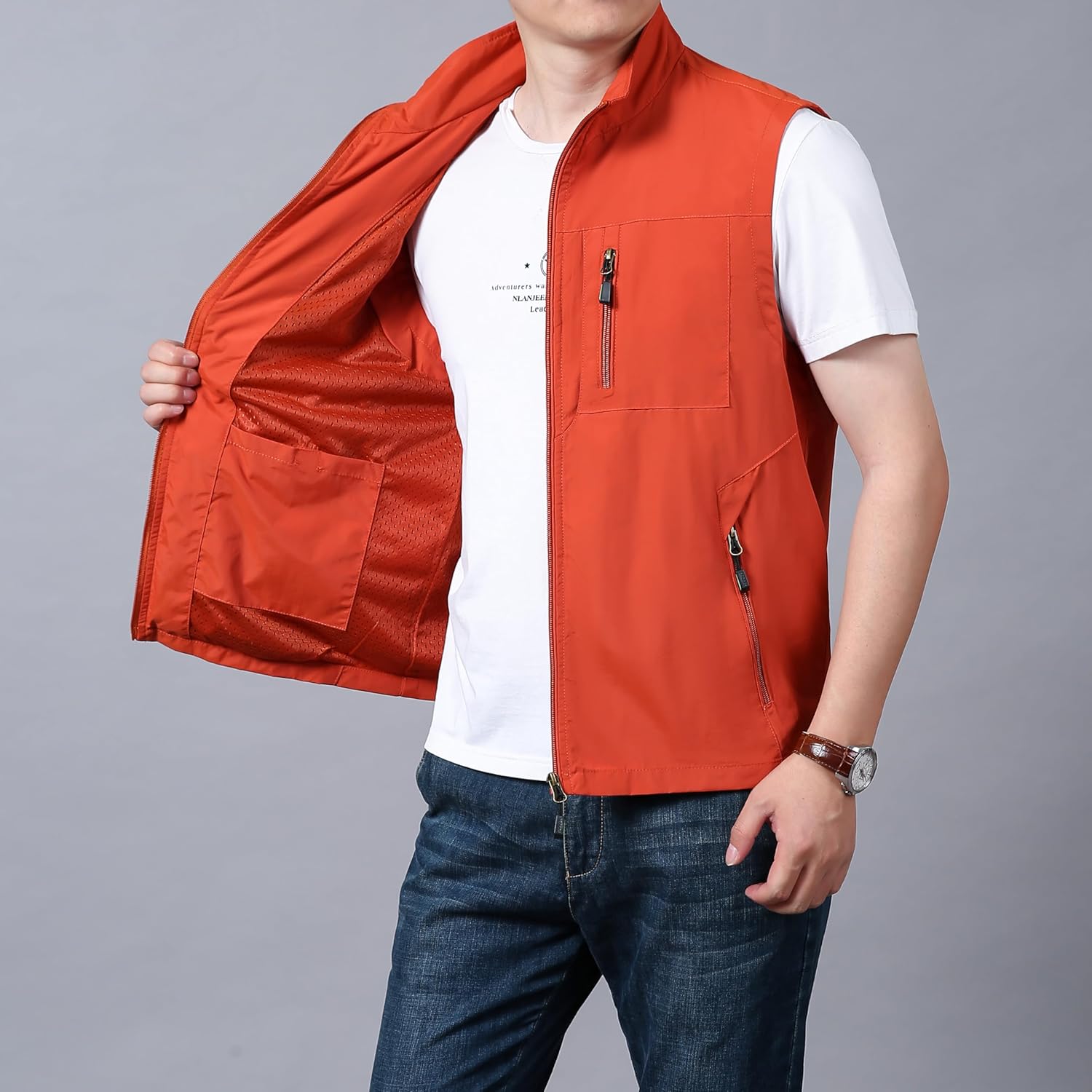 Lightweight Outdoor Vest Jacket for Men, Windbreaker for Golf, Safari, Travel, Fishing, Hiking