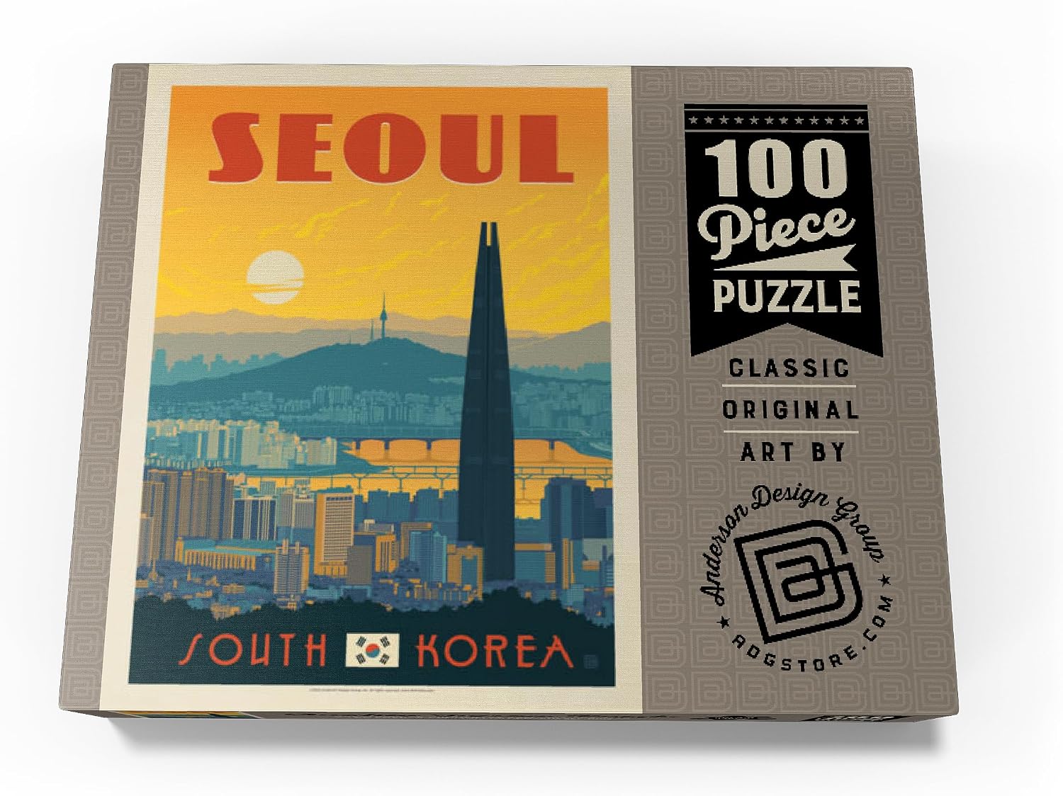 MyPuzzle South Korea: Seoul, Vintage Poster - Premium 100 Piece Jigsaw Puzzle for Adults