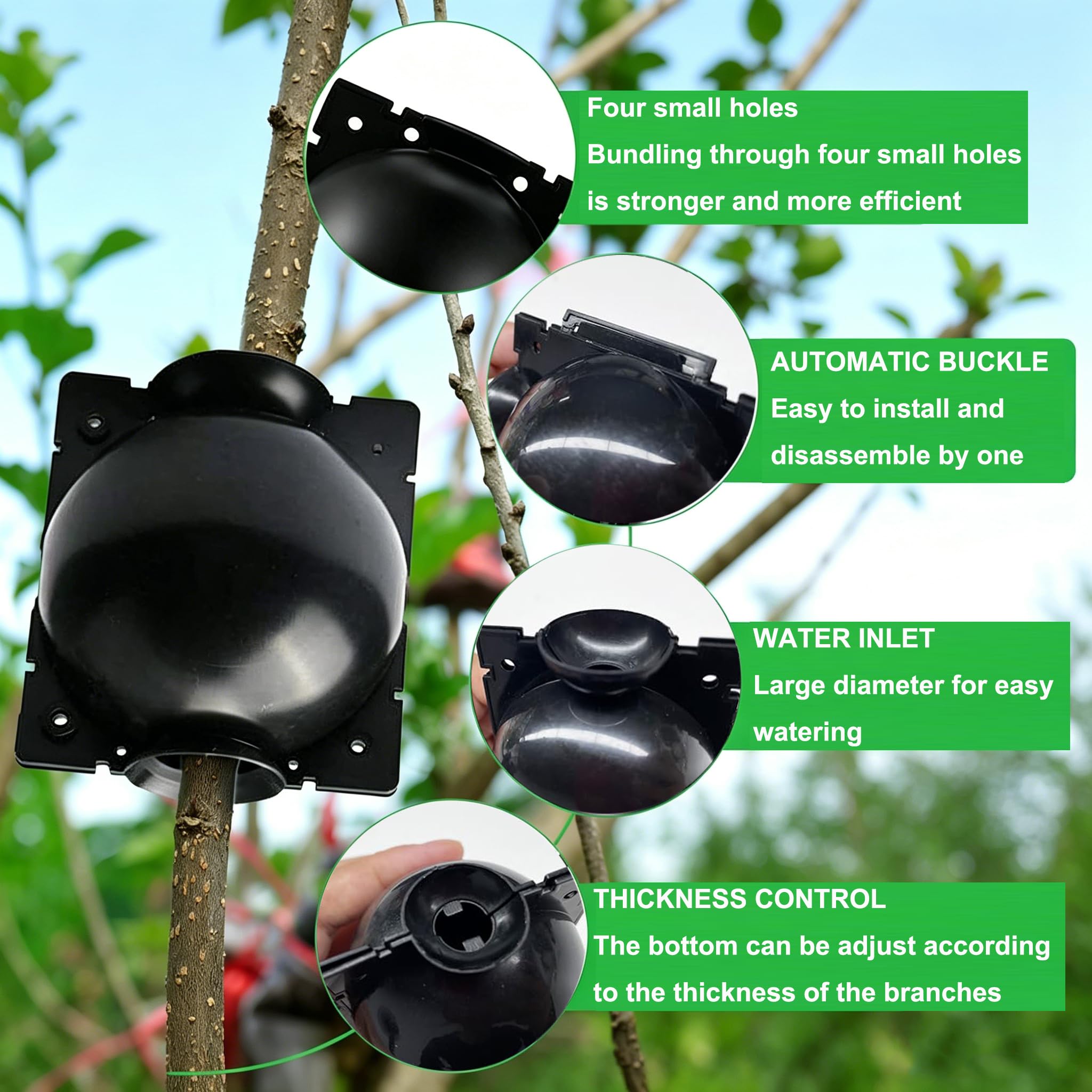30 Piezas Dispositivo de Injerto de Plantas Caja Cultivo Raíces Plantas con Bridas de Cable Dispositivo de Enraizamiento de Plantas Reutilizable Bola Propagación Alta Presión (Negro)
