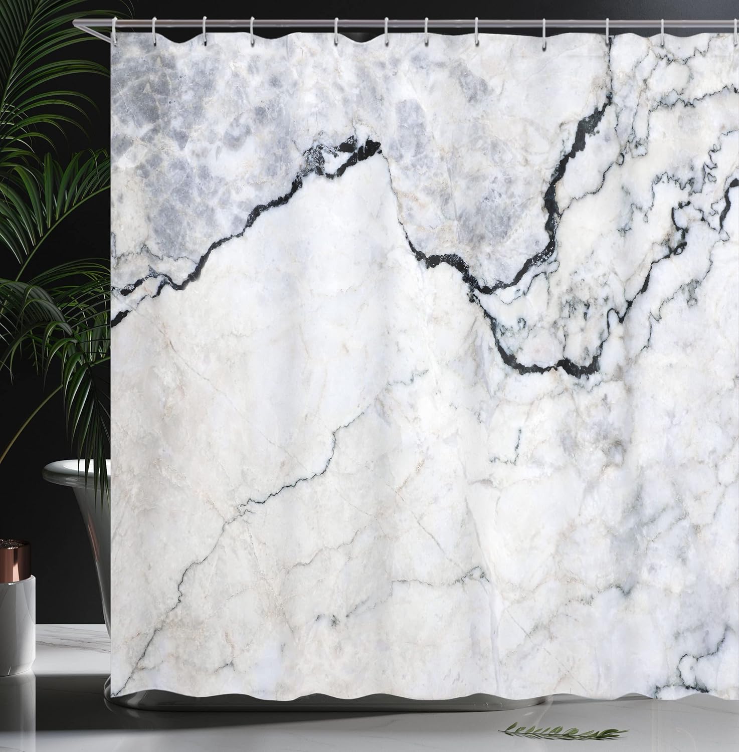 Ambesonne Marble Shower Curtain, Natural Design Neutral Tones of Smooth Details Cracked Dimension Modern Stone Design Art Work, Cloth Fabric Bathroom Decor Set with Hooks, 69" W x 75" L, Grey