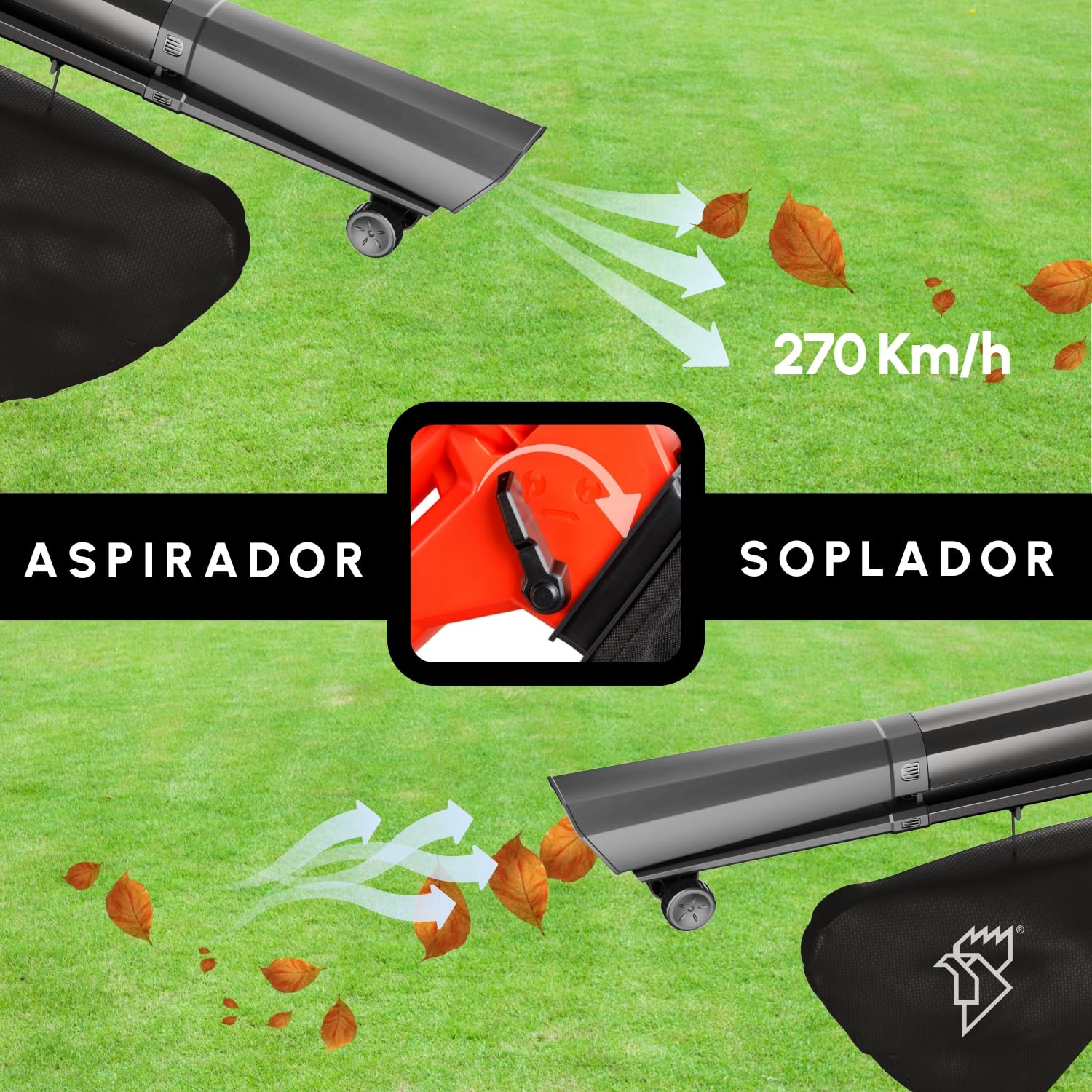 Casals - Soplador/Aspirador de Hojas Casals | 3000W de Potencia | Velocidad de 270 km/h | Limpieza Eficiente de Jardines y Exteriores