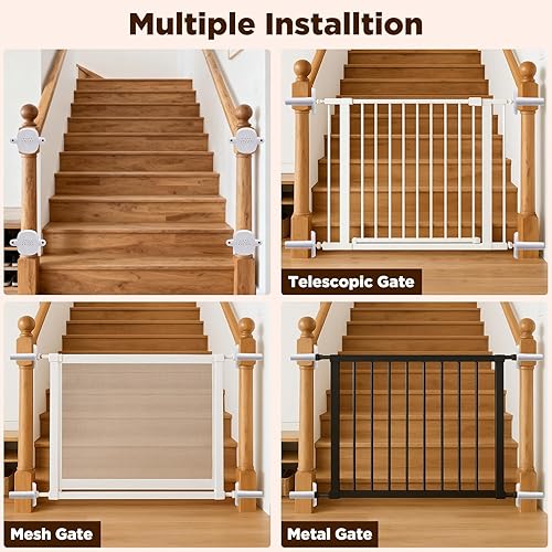 Miniatura 2 de 2 Pcs Baby Gate Banister Adapter, No Hole Stairway Baby Gate Mounting Kit, Works with RetractableMeshIron Gates, Stair Banister Protector (Not