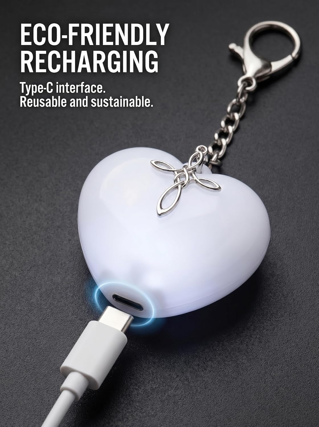 Purse Light Handbag - Rechargeable Heart LED with Cross Pendant, Touch Activated Bag Light for Deep Totes, Purse Must Haves & Accessories Gift Ideas for Women - Silver