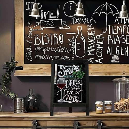 Miniatura 7 de 4 THOUGHT Letreros pequeños de pizarra de mesa para alimentos, 9.5 x 14 pulgadas, mini pizarra magnética de madera con soporte para niños,