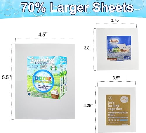 Miniatura 10 de Hojas de detergente para ropa (120 hojas grandes) con aroma a lino fresco, sin jarra de plástico, nueva tecnología sin líquidos, livianas, fáciles