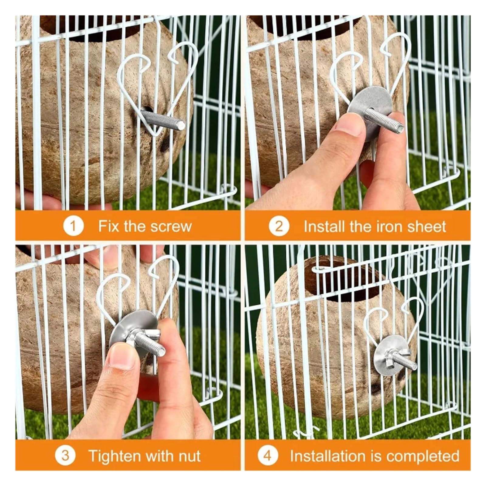 Vogelhaus aus Kokosnuss Vogelhauskäfig aus Kokosnussschalen for Wellensittiche und Papageien