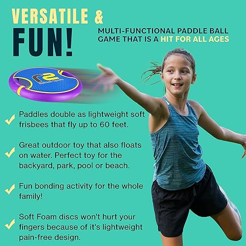 Miniatura 4 de Divertido juego de pala hinchable y pelota resistente para lanzar y atrapar  Fácil de usar para niños de todas las edades  También funciona como