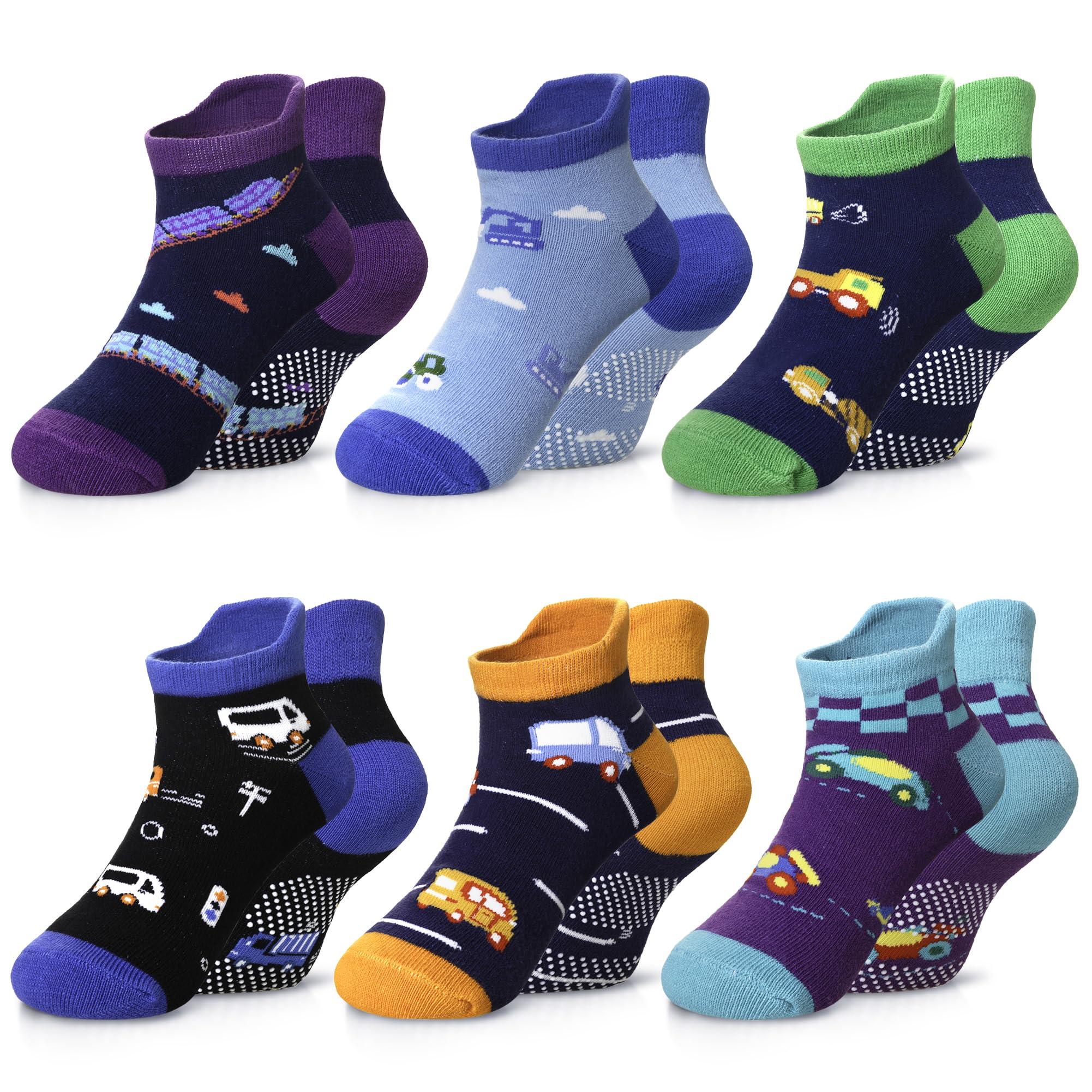 Eyean Kids Ankle Cotton Socks Cute Animal Pattern Soft Non Slip Boys Girls No Show Socks 6 Pairs
