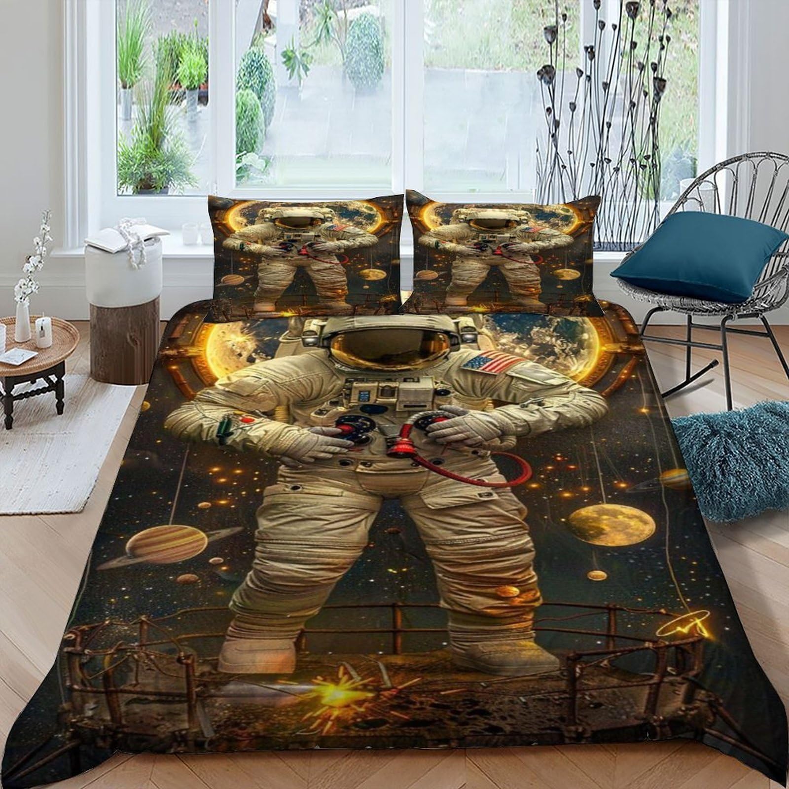 Parure de lit lune astronaute pour transformer la chambre des enfants et adultes