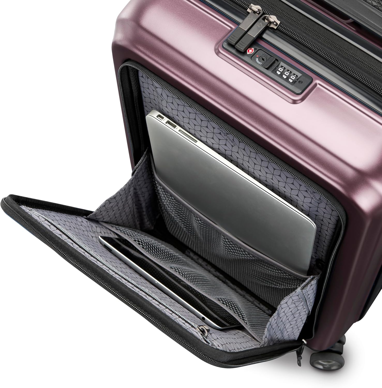 Samsonite Octiv Lightweight Hardshell 21-Inch Pro Carry-On Luggage - Durable & Impact Resistant, 360° Aero Trac Spinner Wheels, Adjustable Handle, Expandable Suitcase, TSA Approved Lock - Purple