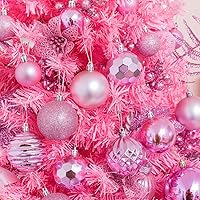 Vista 4 de XmasExp 60 mm / 2.36" Adornos de bola de Navidad irrompibles, juego de adornos para árbol de Navidad, 24 unidades (2.36 pulgadas, rosa)