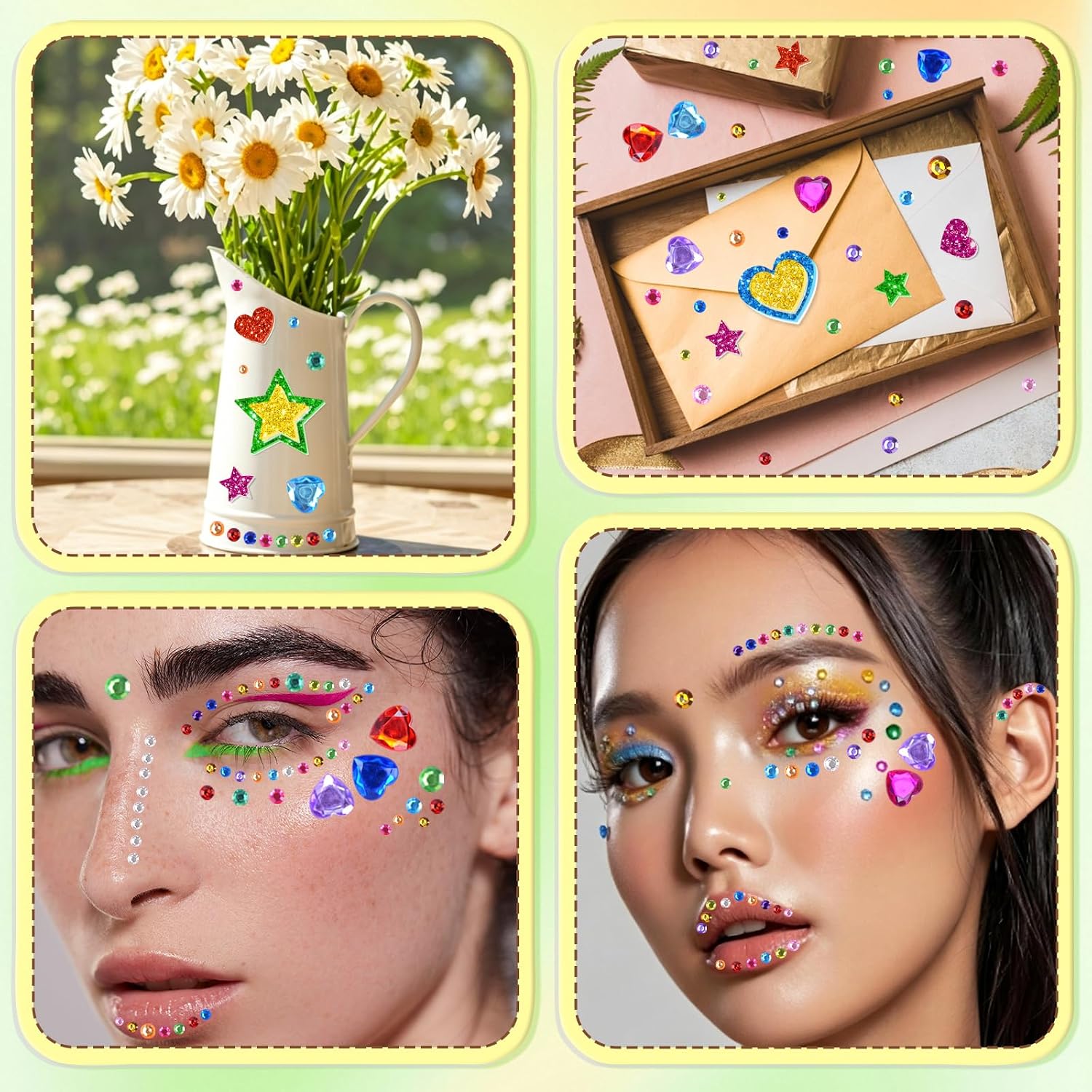 846Pcs Foam Stickers&Gem Stickers 3D Foam Star Heart Shapes,Heart&Stars