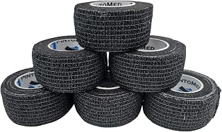 PintoMed - Venda Cohesiva - 6 x NEGRO - 6 rollos x 2,5 cm x 4,5 m estirado - Vendaje autoadhesiva elástica y flexible, Cinta adhesiva, Vet Wrap, Tape, Primeros auxílios y lesiones