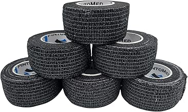 Cohesive Bandage - Black - 6 Rolls X 2.5cm X 4.5m Self Adhesive, Sports Tape, First Aid Adhesive, Vet Wrap
