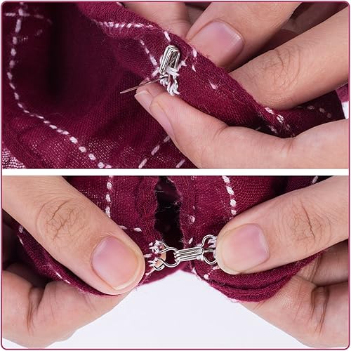 Miniatura 5 de Juego de 50 ganchos de costura y cierre de ojos para brasier y ropa, 3 tamaños (plateado y negro)