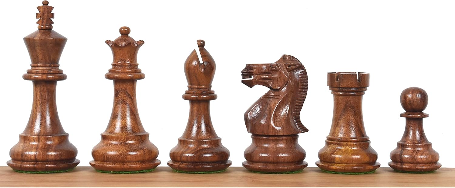 3.6" Professional Staunton Chess Pieces Only Set - Golden Rosewood - Weighted Chessmen - Chess