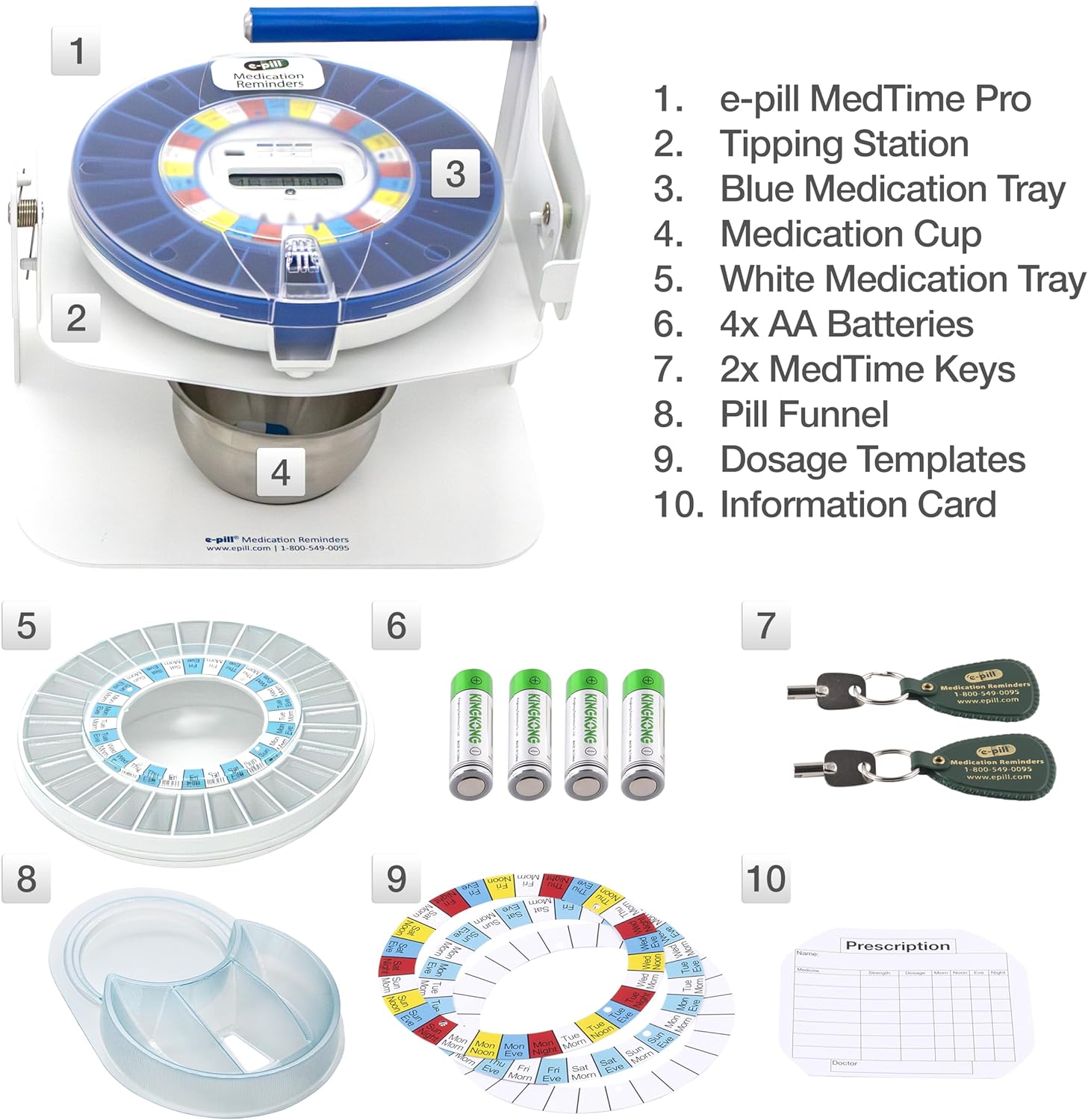 e-Pill MedTime Station Pro Automatic Pill Dispenser – Advanced Locked Medication Reminder with Clear Lid & Blue Tray for Easy Pill Visibility, Seniors & Caregivers, Prevents Missed or Double Doses