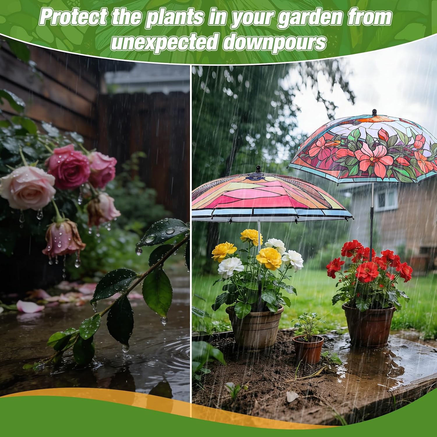 3 Pack Plant Umbrellas for Outdoor Plants 26" Larger 40" Higher Adjustable Umbrella for Potted Plants and Garden Beds Provide Shade to defend Plant from Blazing Sun