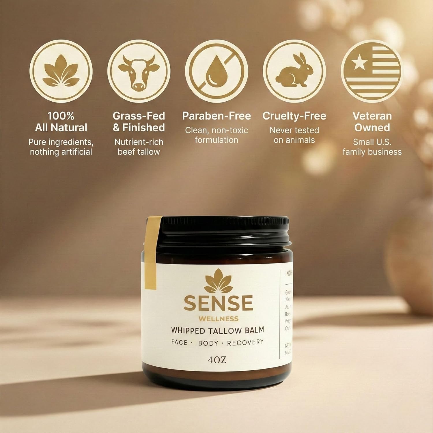 Tallow Balm with Manuka Honey & Jojoba – Grass-Fed Beef Tallow for Face & Body – Non-Greasy Daily Moisturizer for Dry, Sensitive Skin – Unscented, Veteran Owned (4oz) - Image 5
