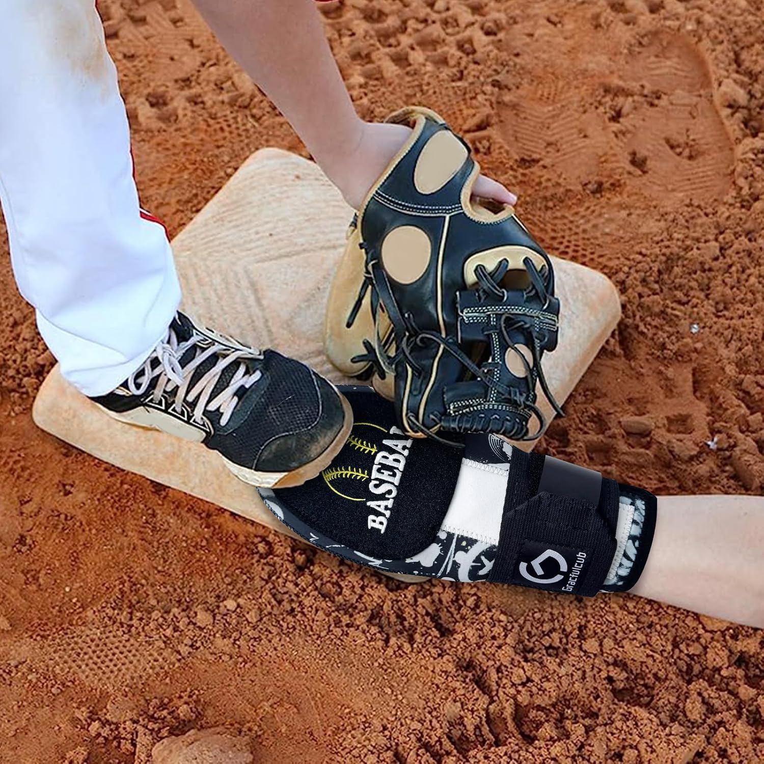 Gracfulcub Baseball Sliding Mitt, Sliding Glove Baseball Softball Guard, Ergonomic Design Protect Fingers (Flag Gesture)