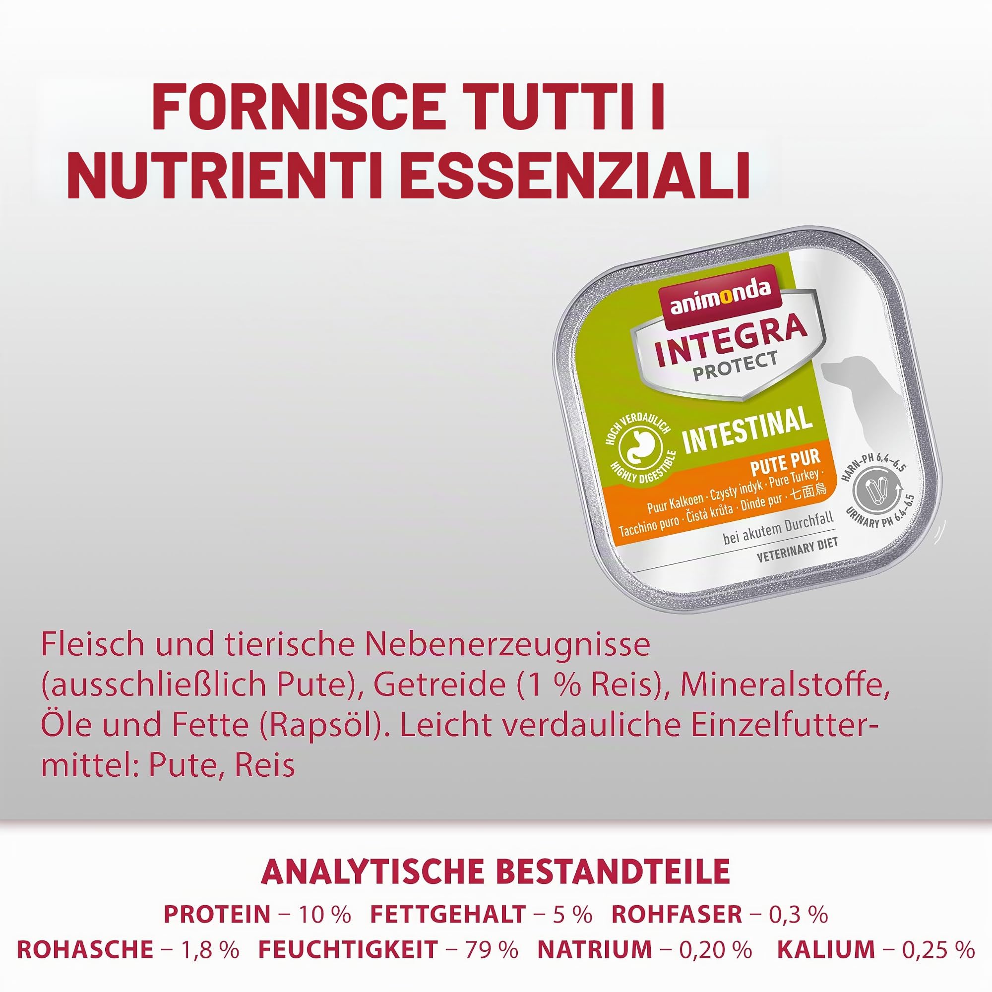 animonda Integra Protect Intestinal Cane, cibo dietetico per cani, alimento umido in caso di diarrea o vomito, puro tacchino, 11 x 150 g