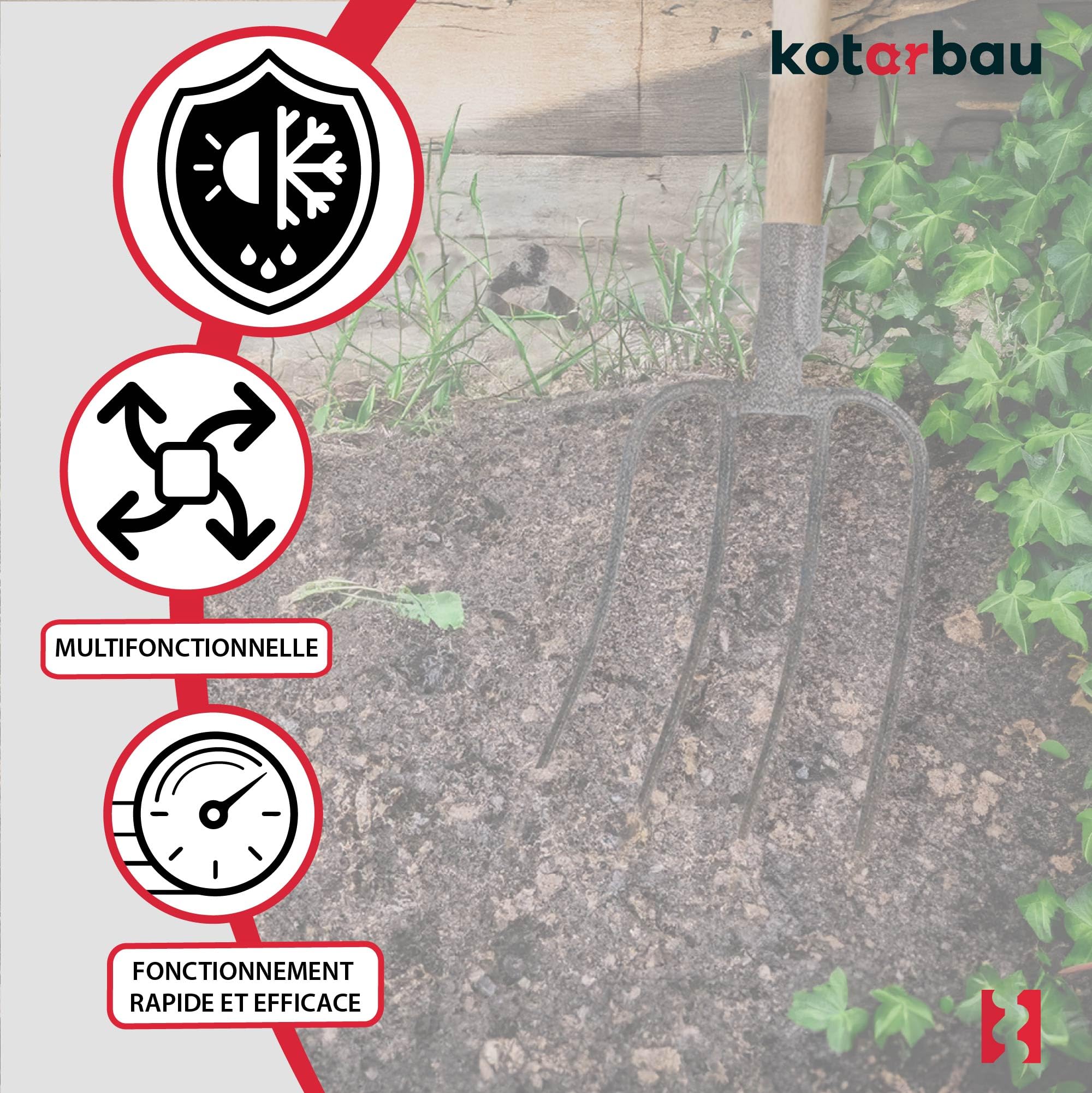KOTARBAU® Fourche pour fumier Fourche à pommes de terre Fourche bêche Fourche à foin 4 dents Fourche à pommes de terre 4 dents