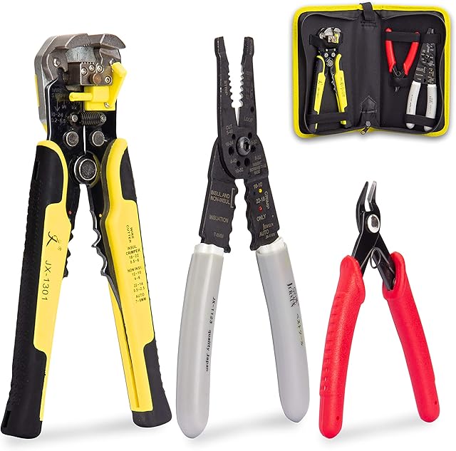 KOTTO Wire Stripper Crimping Tool Kit, 8 Inch Self-Adjusting Wire Stripper, Automatic Wire Stripping Tool with Multi-Tool Wire Cutter and Wire Cutter, Cutting Pliers Tool with Storage Bag