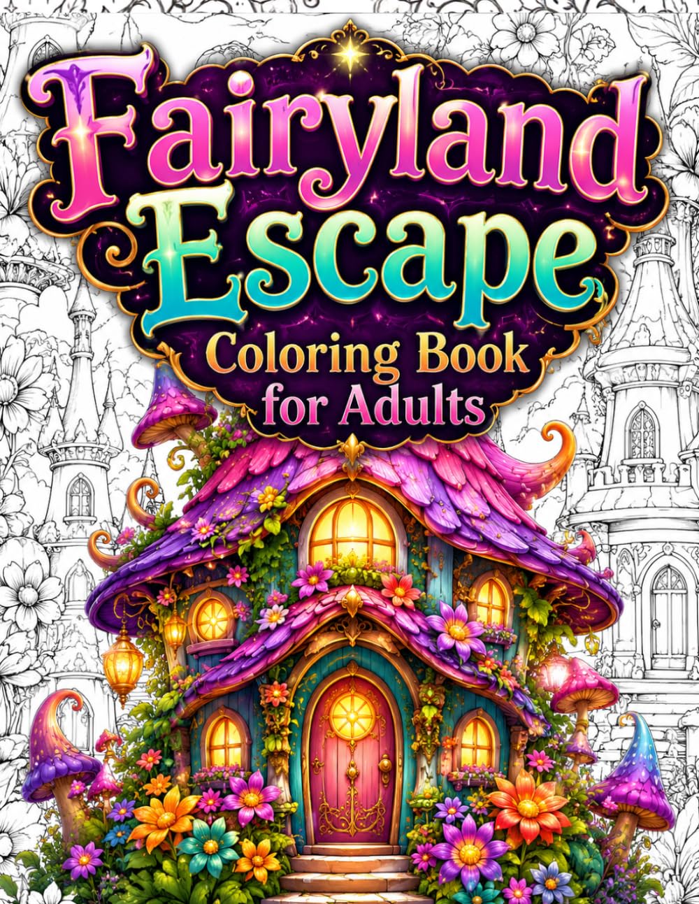 Fairyland Escape Coloring Book for Adults: Escape into Cozy Fantasy Worlds with 50 Enchanting Fairyland Homes, Magical Cottages, Storybook Villages, ... Stress Relief Coloring Pages for Mindfulness