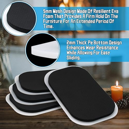 Miniatura 4 de 8 unidades deslizantes reutilizables grandes para mover, deslizadores de muebles para alfombras, protectores de almohadillas móviles ovaladas de 7.1