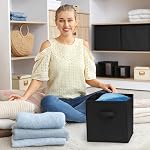 Matana 11" panier de rangement en cube de tissu collapsible de pouce avec poignées, 8 Pack (Noir) Organisateur Boîte de rangement Cube pour vêtements, jouets, armoire & Chez soi (27.5 x 27.5 x 28cm)